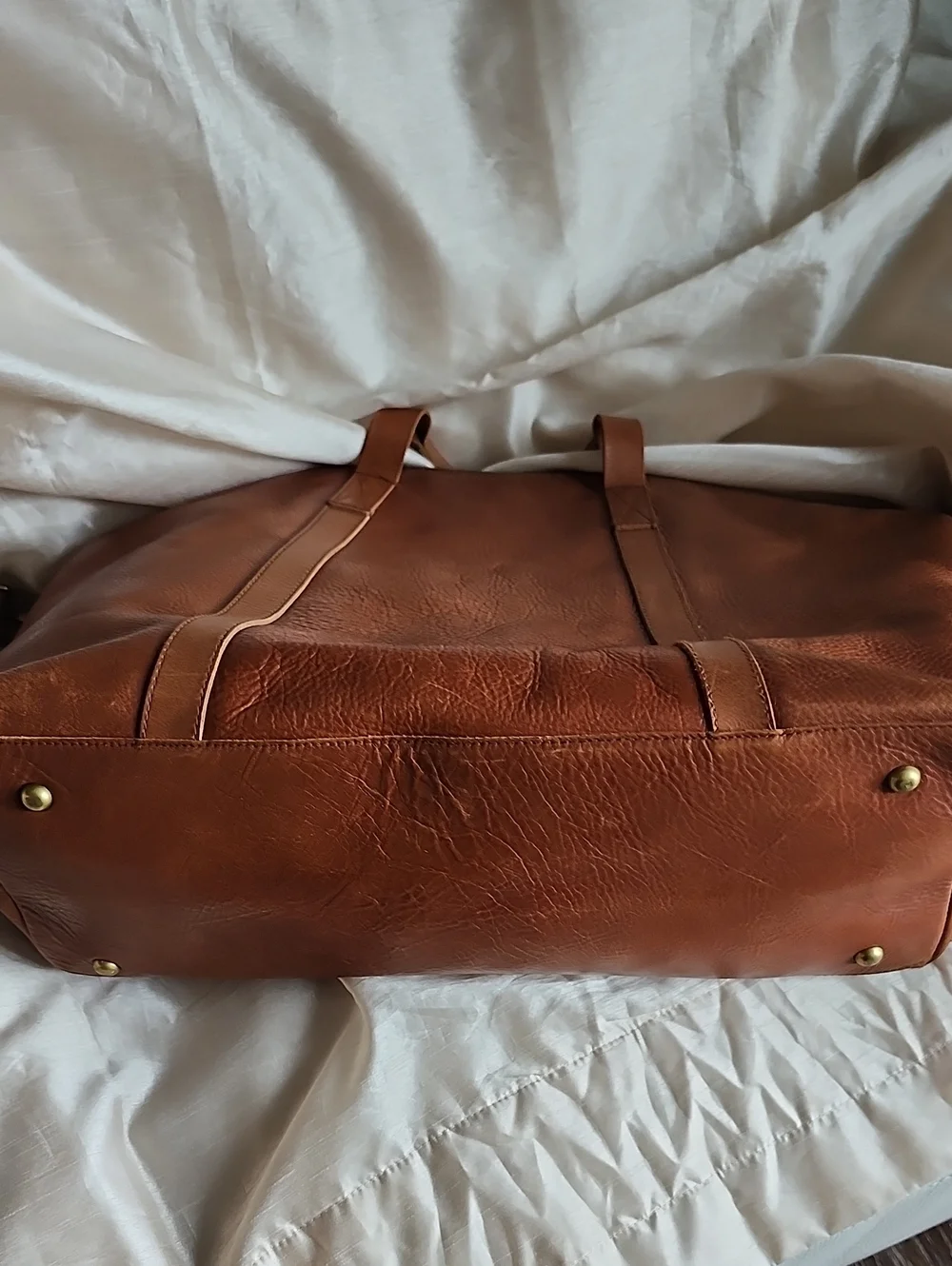 Vintage Madewell Classic Cognac Brown Leather Carry-On Tote Bag, $145